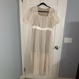 Cream Polka Dot Dress Sz 1XL